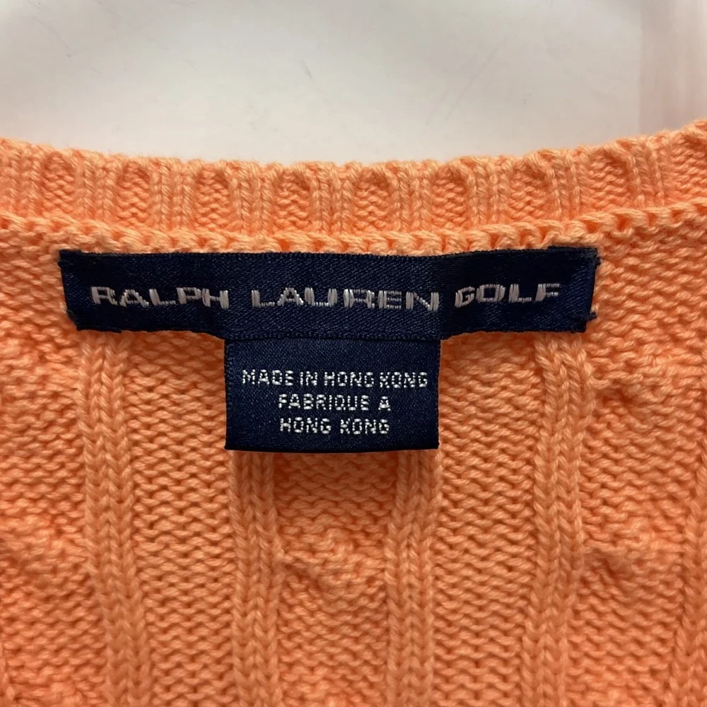 Woman's‎ Ralph Lauren Golf Peach Cable Knit Sleeveless Cotton Vest